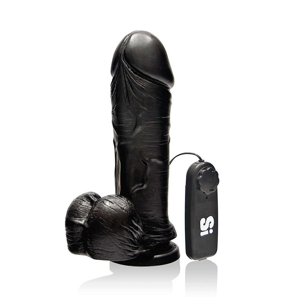 Thick Vibrating Cock with Balls and Suction - 8"