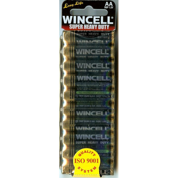 Wincell Super Heavy Duty AA Shrink 10Pk Battery