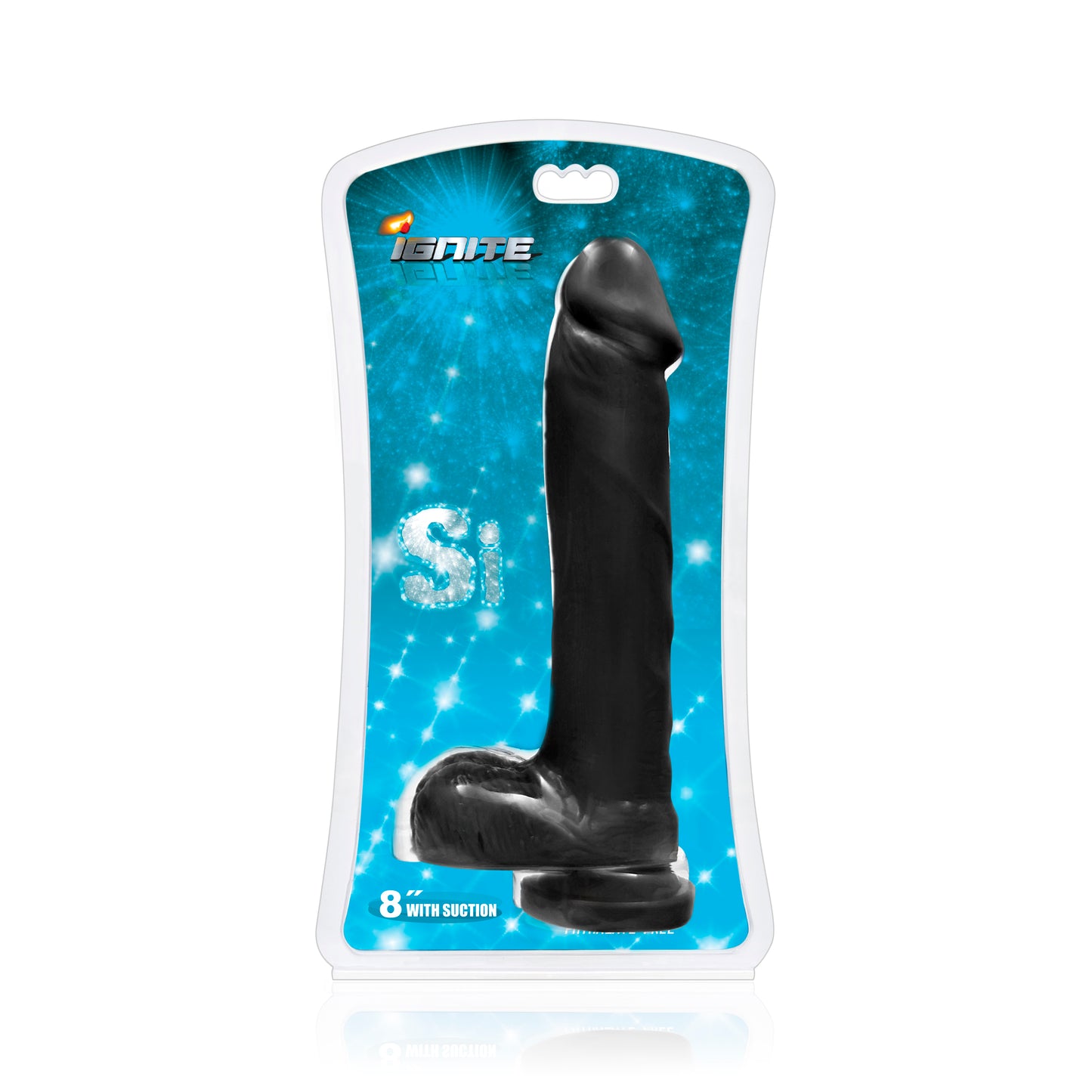 Cock with Balls and Suction 8" - Black