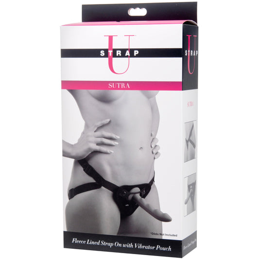 Sutra Fleece-Lined Strap On with Vibrator Pouch