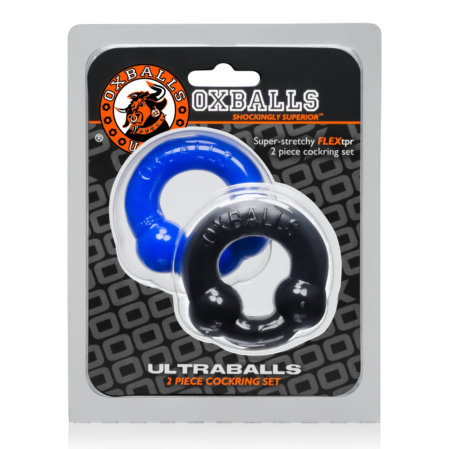 Ultraballs 2 Pack Cockring - Black And Police Blue