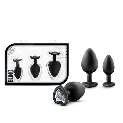 Luxe Bling Plugs Training Kit - Black With White Gems