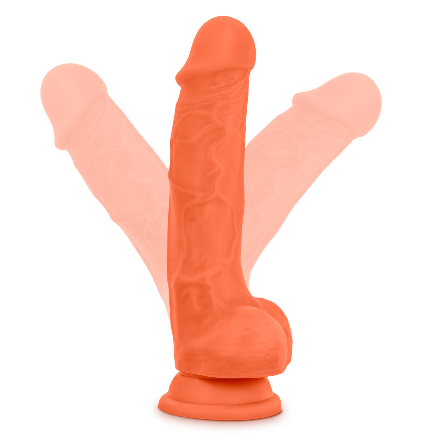 Neo Elite Silicone Dual Density Cock with Balls - 7.5" Neon Orange