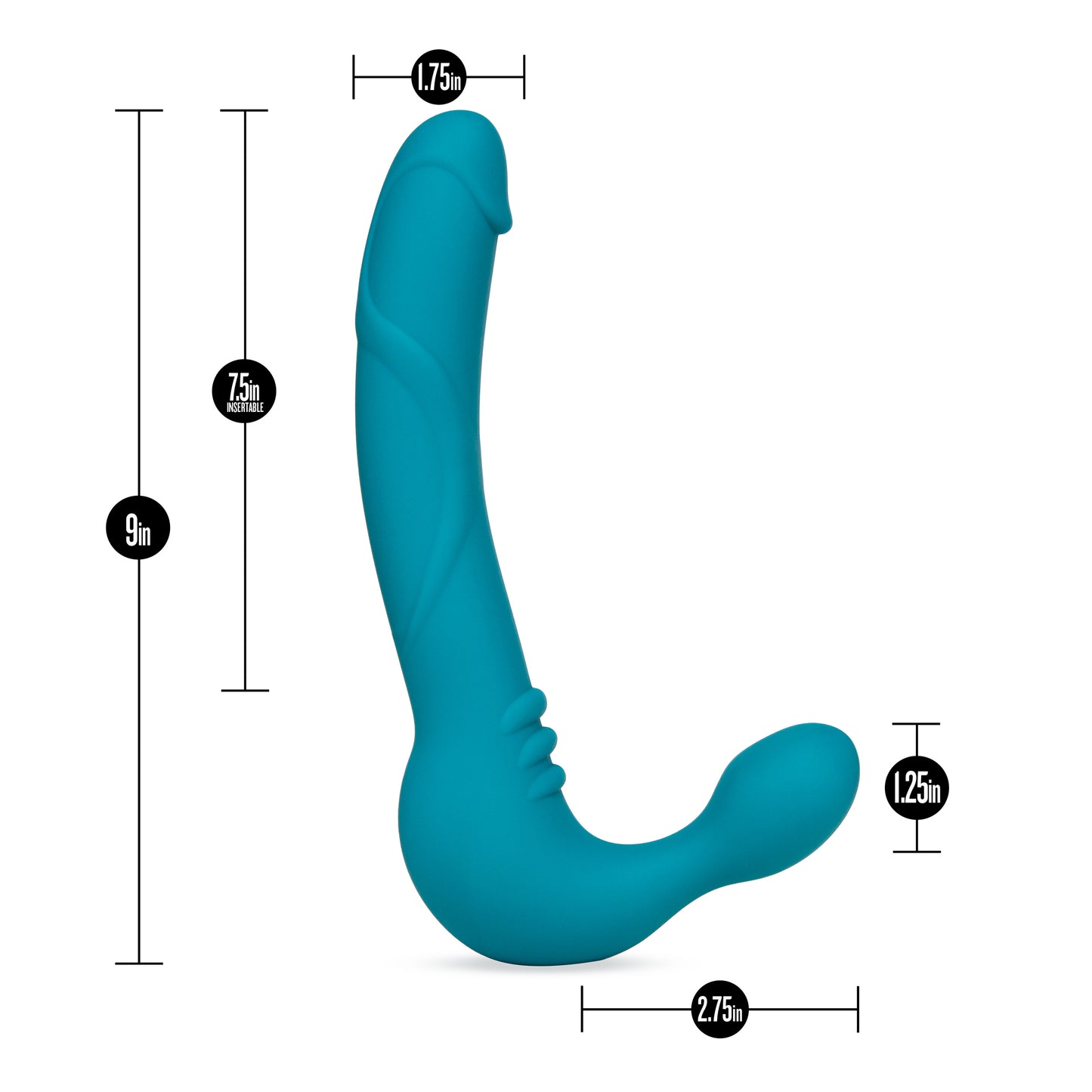 Temptasia Luna Strapless Silicone Dildo - Teal