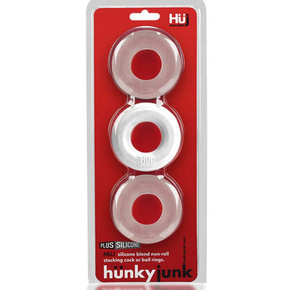 3 Pc Cock Ring Set by Hunky Junk - White Ice