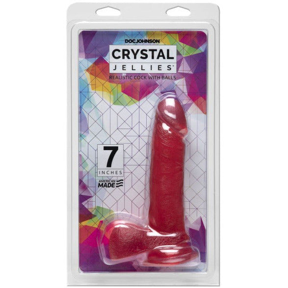 7" Realistic Cock With Balls - Pink