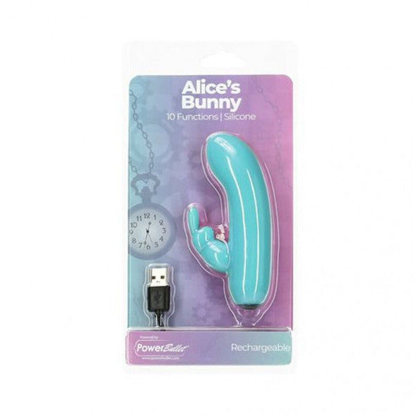 Alices Bunny Rechargeable Bullet w Rabbit Sleeve Teal