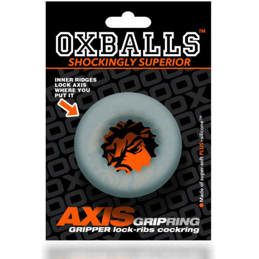 Axis Rib Griphold Cock Ring - Clear Ice