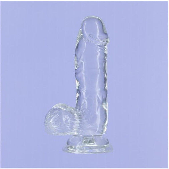 Crystal Dildo with Balls 6" - Clear