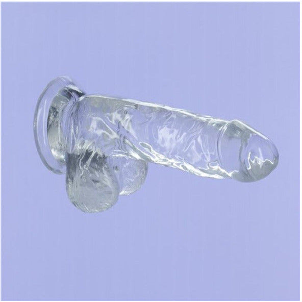 Crystal Dildo with Balls 6" - Clear