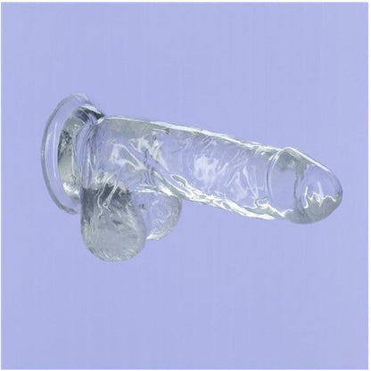 Crystal Dildo with Balls 6" - Clear