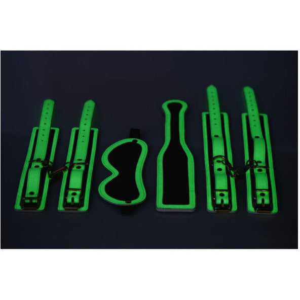 Kink In the Dark Glowing Bondage Set - Fleuro Green