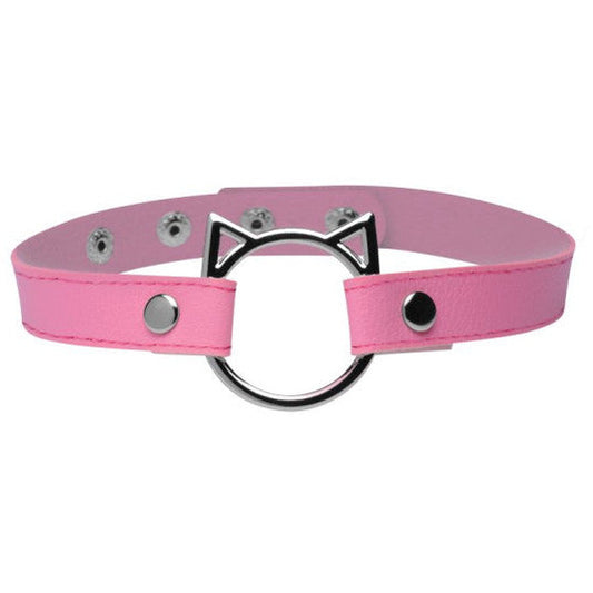 Kinky Kitty Ring Slim Choker - Pink
