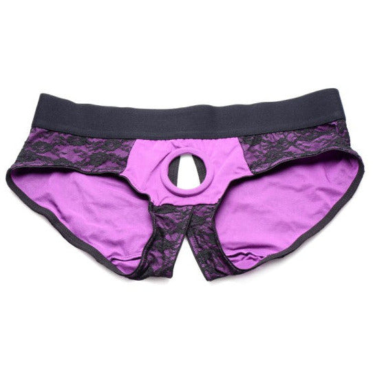 Lace Envy Panty Harness Purple - S/M