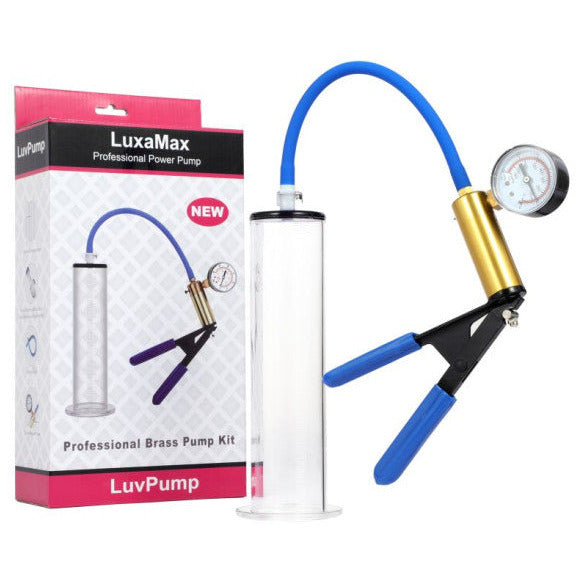 LuxaMax Brass Handle Penis Pump Set with Gauge
