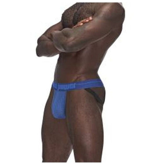 Male Power Sexagon Strappy Ring Jock - Blue
