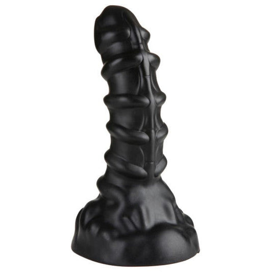 Ribbed Anal Dildo - Black Large