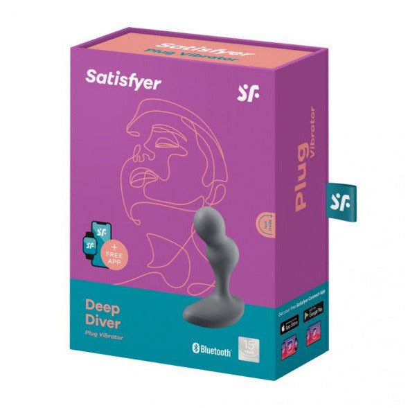 Satisfyer Deep Diver Vibrating Connect App Anal Plug - Grey