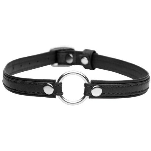 Sex Pet Leather Choker with Silver Ring Black