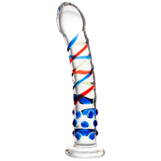 Sexus Glass Dildo Blue Tip - 18cm