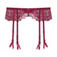 Elastic Waist Lace Suspender Belt with Bow Accent