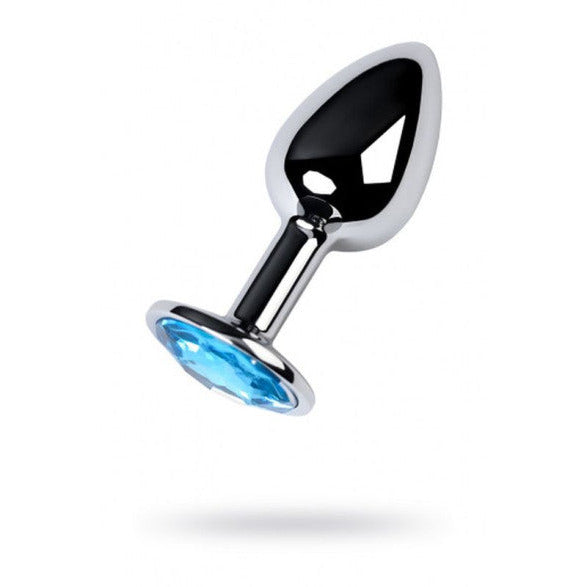 Silver Metal Anal Plug with Topaz Crystal - Small