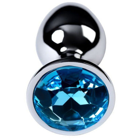 Silver Metal Anal Plug with Topaz Crystal - Small