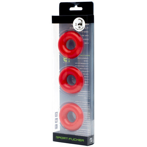 Sport Fucker Chubby Cockring 3 Pack - Red