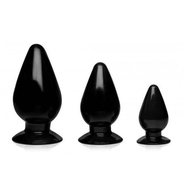 Triple Cones 3 Pc Anal Plug Set - Black