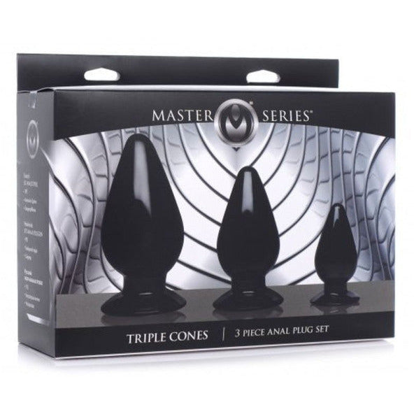 Triple Cones 3 Pc Anal Plug Set - Black