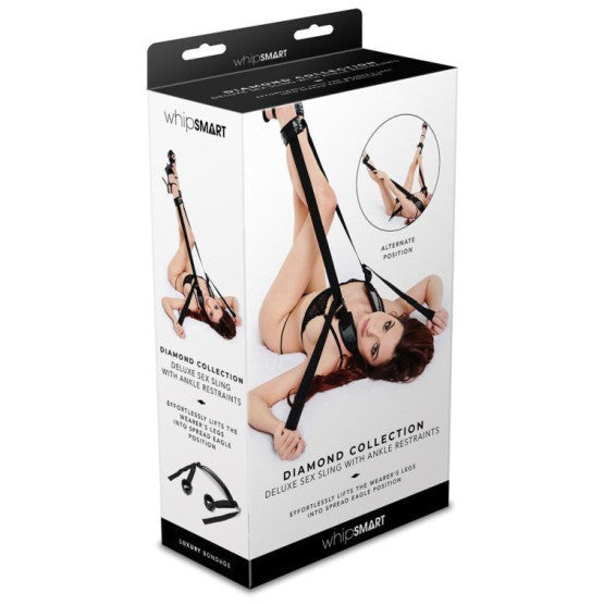 Whip Smart Diamond Deluxe Sex Swing with Ankle Restraints - Black