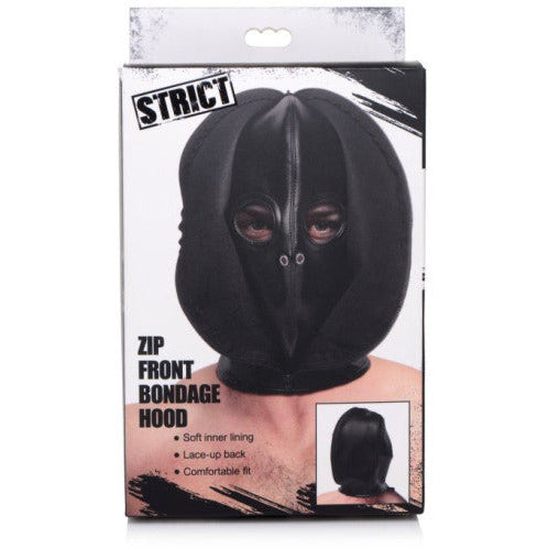 Zip Front Bondage Hood - Black